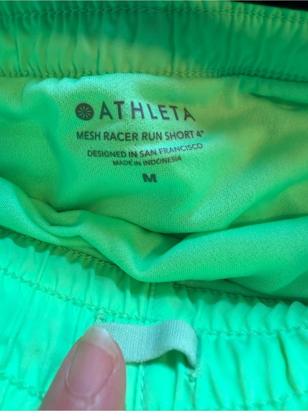 Athleta Mesh Racer Run Shorts 4” Neon Green Lined Medium - Picture 9 of 9